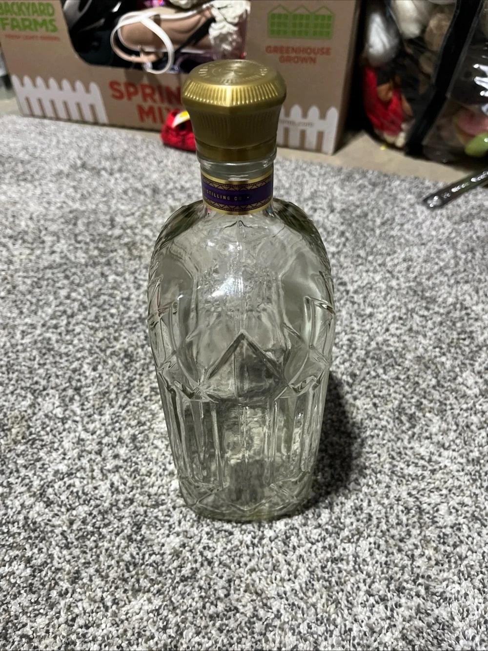 Crown Royal Fine De Luxe Canadian Whisky EMPTY Bottle 1.75 L